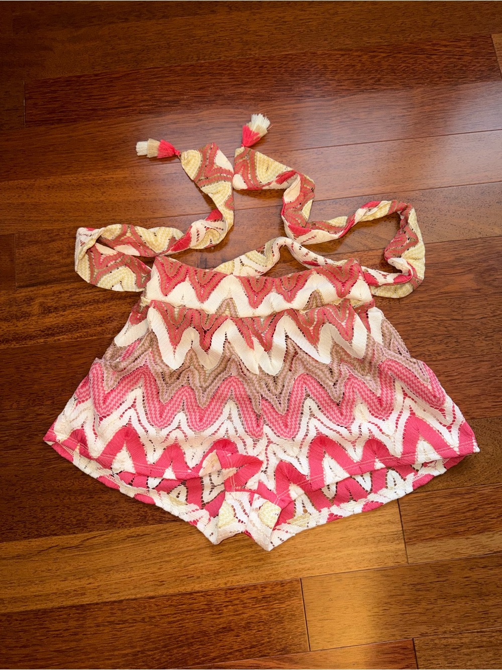 Trina Turk Coral Chevron Knit Shorts with Tassel Tie - Picture 6 of 12